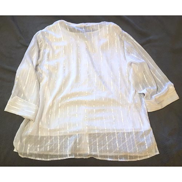 Sheer White Blouse with Attached Cami - Picture 2 of 4